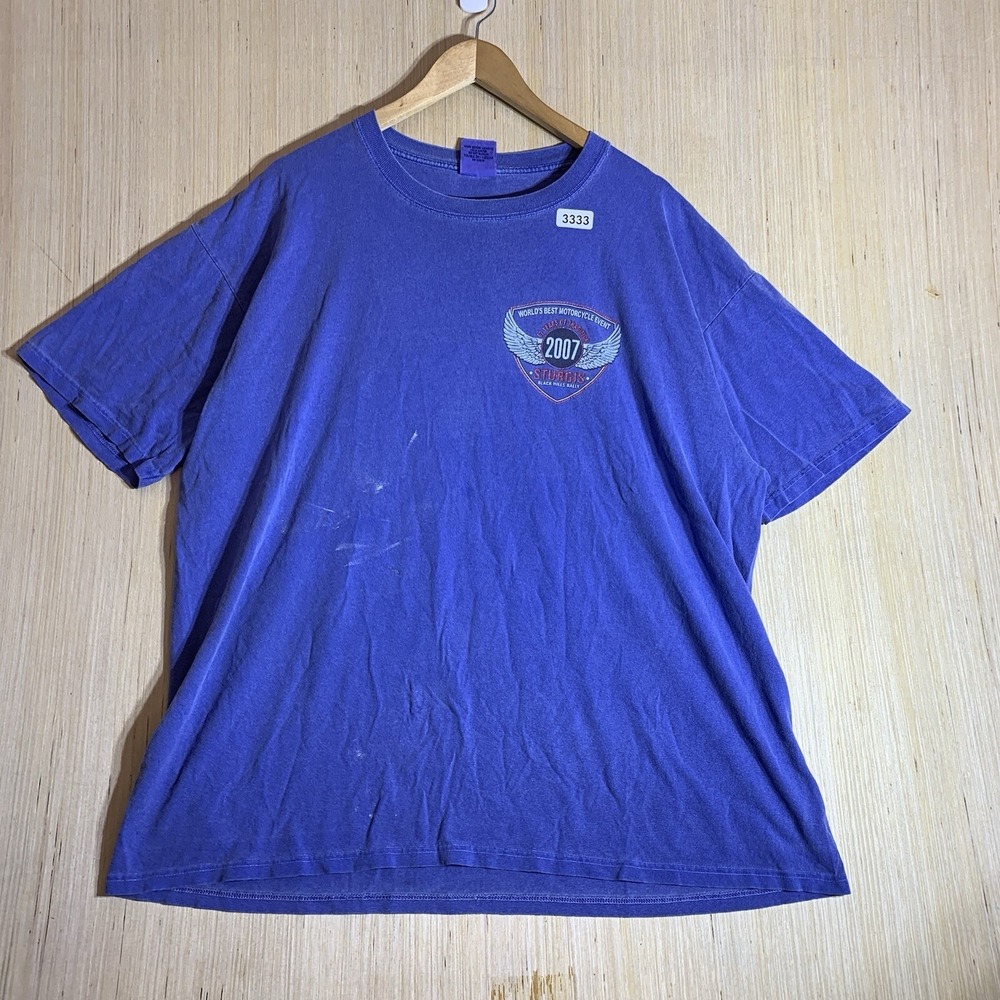 Vintage Sturgis Shirt Adult Extra Large Blue Short Sleeve Men's Pullover Graphic